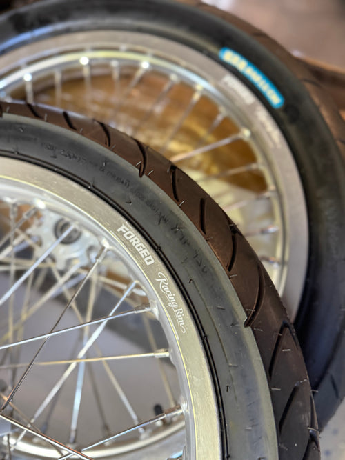 Talaria XXX / MX4, MX3, Sting - Supermoto Wheelset (Thick/Wide) - Chrome Silver / Gloss Black