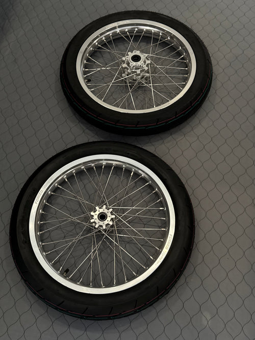 Surron Ultra Bee 17" Supermoto Wheelset - Black/Chrome Finish