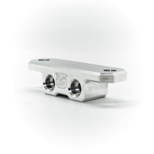 Billet aluminum Rotopax mount adapter for extrusion roof rack cross bars.