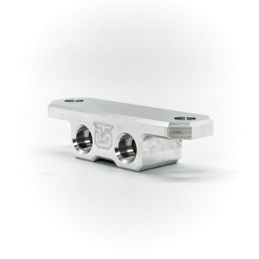 Billet aluminum Rotopax mount adapter for extrusion roof rack cross bars.