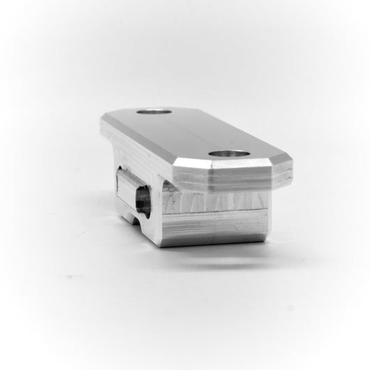 Billet aluminum Rotopax mount adapter for extrusion roof rack cross bars.