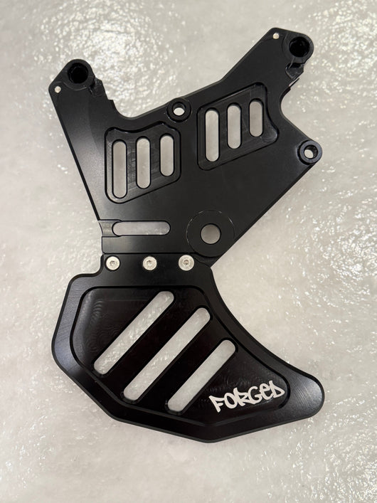 Metal E-Moto Dual Caliper Mount with rotor guard